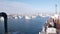 Yachts in harbor or bay, Monterey marina, Old Fishermans Wharf, California coast