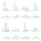 Yachts icon set outline