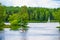 Yachts on lake in Tuchola Forests, Poland