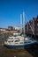 Yachts at low tide in the Husum inland port