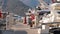 Yachts moored on a buoy in the marina on a summer evening