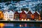 Yachts moored in harbour of Bergan, Norway