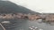 Yachts and motorboats at picturesque Como lake marina, Lombardy, Italy. Aerial