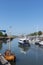 Yachts at the Nieuwe Haven quay in Zierikzee. Province of Zeeland in the Netherlands