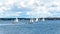 Yachts in Oresund Strait between Helsingor and Helsingborg