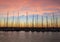 Yachts at the pier at sunset, the Mediterranean sea, Ashdod