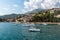 Yachts in port on the background of the Herceg Novi, Montenegro