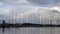 Yachts port,iskele,urla izmir. Sailboats in yacht marina under clouds sky.