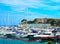 Yachts in port of Saint-Jean-Cap-Ferrat - resort and commune in southeast of France on promontory of Cote d`Azur in Provence-Alpe