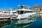 Yachts on quite sea in harbor  in Marbella, Spain on September 11, 2022