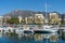 Yachts on quite sea in harbor  in Marbella, Spain on September 11, 2022