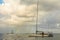 Yachts at  Rodney bay with rainbow in the backround, Saint Lucia, Caribbean sea