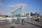 Yachts and sailing boats in Port Vell Old Harbour. Port Vell and Rambla de Mar - one of main attractions in Barcelona