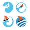 Yachts and sailing boats. Set of vector logos