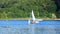 Yachts Sailing on a River