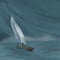 Yachts with white sail on the sea, hurricane, storm