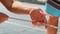 Yachtsman pulls rope, outdoor activities, yachting, boat racing