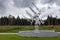 Yagi Antenna under rainy cloudscape, Euro Space Center, Transinne, Belgium