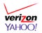 Yahoo and Verizon Communications logos printed on white paper