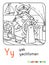 Yak yachtsman ABC coloring book. Alphabet Y