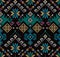 Yakan weaving inspired vector seamless pattern - Filipino traditonal geometric textile or fabric print design on black background