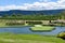 YAKIMA, WA/USA â€“ JUNE 5, 2021: signature hole #17 at Apple Tree Golf Course on a sunny summer day