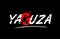 yakuza word text logo icon with red circle design