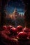 Yalda night pomegranate festival ramadan panoramic background, vertica