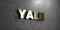 Yale - Gold sign mounted on glossy marble wall - 3D rendered royalty free stock illustration