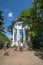 Yalta, Crimea - July 5, 2019. Silver gazebo on Pendikul mountain in mountain forest nature reserve