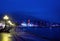 Yalta, Crimea. View on embankment at twilight, night. Cityscape