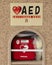Yamagata, Japan - Spring 2020: An AED device stored at an elementary school.