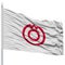 Yamaguchi Capital City Flag on Flagpole, Flying in the Wind, Isolated on White Background