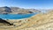 Yamdrok Lake and Mount Nojin Kangtsang from Kamba La pass on a clear day, Tibet