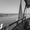 Yamuna River view from the boat in the day at Vrindavan, Krishna temple Kesi Ghat on the banks of the Yamuna River in the town of