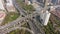 Yan`An Complex Road Overpass at Sunny Day. Shanghai, China. Aerial View