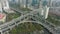 Yan`An Elevated Road Junction at Sunny Day. Shanghai, China. Aerial View