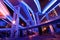 Yanan elevated road junction illuminated by night, Shanghai,