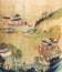 Yang Ti, 7th Century Sui emperor of China and his boat pulled along the Grand Canal