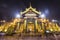 YANGON, MYANMAR, December 25, 2017: Side temple with Buddhists beside Shwedagon Pagoda