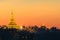 Yangon, Myanmar view of Shwedagon Pagoda at dusk.