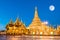 Yangon, Myanmar view of Shwedagon Pagoda with super moon