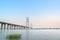 Yangtze river and bridge at dusk