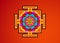 Yantra Mandala, colorful sacred Tibetan diagram the vital energy. Hinduism Bhuvaneshwari Yantra Prakriti, isolated