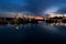 Yaquina Bay and Newport marina, Oregon, at twilight