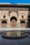 Yard inside Bou Inania Madrasa with beautiful examples of Marinid architecture, Fez, Morocco