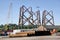 The Yard of an offshore wind turbine base construction site on the River Tyne