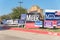 Yard signs at residential street for primary election day in Dallas county, USA
