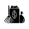 Yard waste collection black glyph icon