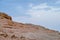 Yardang rocks under moon in Dunhuang Yardang National Geopark, Gansu, northwest China